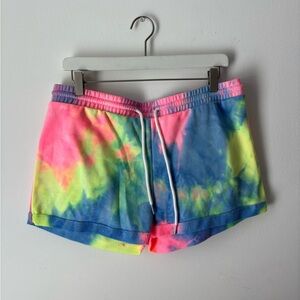 Fashion Nova Neon Tie-Dye Athletic Shorts